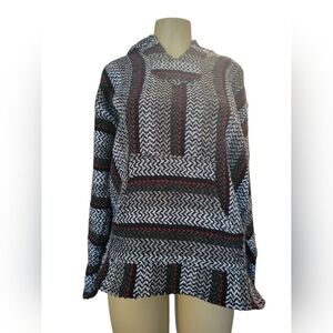 BAJA JOE Hooded Poncho Made In Mexico  Medium Aztec Western Tribal